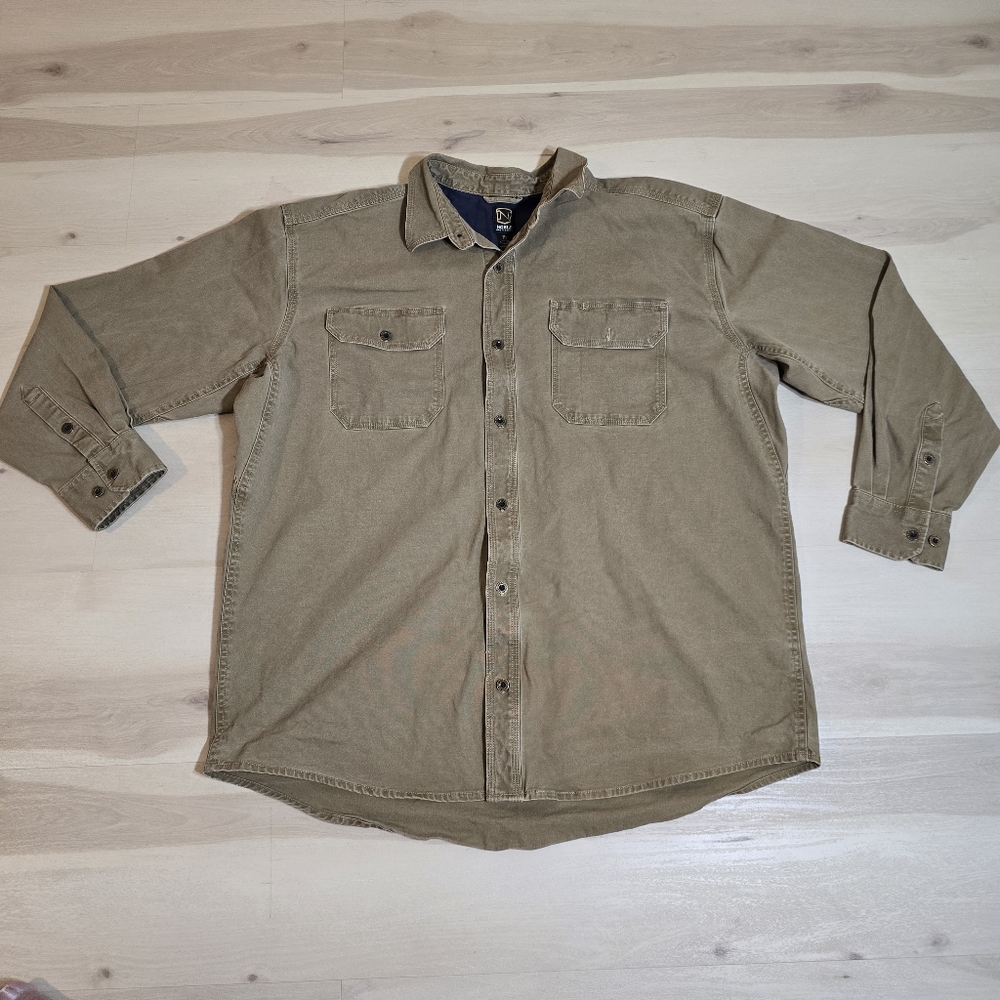 Noble Outfitters Men 2XL Brown Canvas Weathered Work LongSleeve Collared Shirt